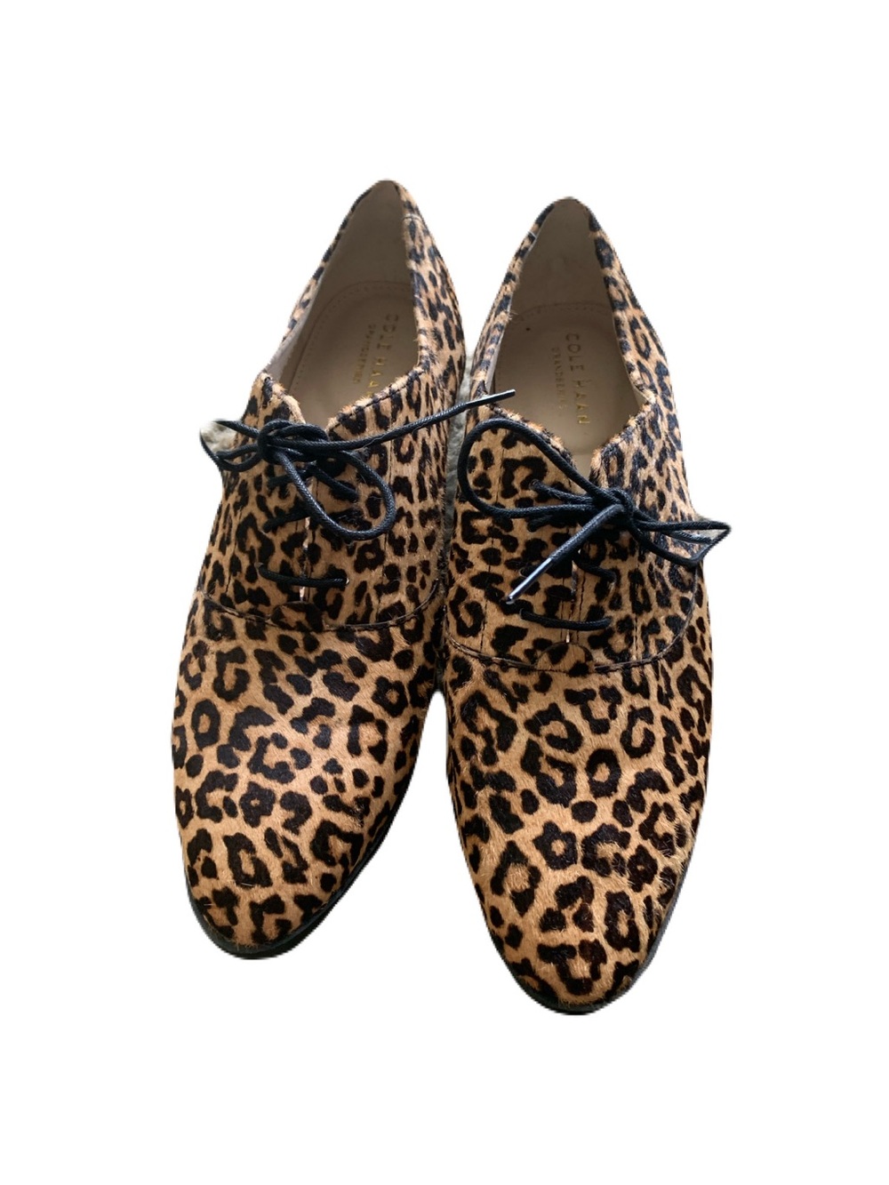 Cole Haan Women’s 7 Leopard Animal Print Genuine Calf Hair Lace-Up Oxfords
